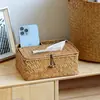 Caja de pañuelos de papel tejida estilo japonés, caja de pañuelos tejida a mano para uso en el hogar y el automóvil, caja de almacenamiento de servilletas para restaurantes