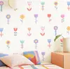 Brup Pegatinas de Decoración de Pared con Flores de Dibujos Animados de Colores para Habitación Infantil Pegatinas de Pared Impermeables Removibles Creativas Br7039C