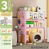 Estante de almacenamiento rosa encima del dispensador de comida para gatos, estante de almacenamiento para latas de comida para gatos y suministros para mascotas, estante de hierro hueco debajo de la caja de arena para gatos