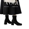 Botines delgados de tacón grueso con punta cuadrada y moño estilo francés para mujer, botines cortos con un look elegante para figuras petite, botines de moda con cremallera trasera, modernos y a la moda
