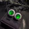 Brincos de argola de prata 925 com pino, incrustados com calcedônia branca, estilo ovo de pombo, cor de jade, ágata, brincos de jade femininos