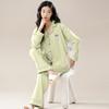 Em Estoque Pijama de Casal Algodão Puro Primavera e Outono Novo Manga Longa Calça Longa Cardigan Conjunto de Duas Peças para Viver Peça Única Drop Shipping Frete Grátis