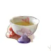 Taza Maestra de Pie Pintada a Mano Arita-Yaki con Diseño de Mariposas Pastel, Taza de Té de Alto Valor Estético, Taza de Degustación para Juego de Té Kung Fu