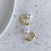 Aretes geométricos de perlas de imitación, diseño de nicho de lujo ligero, estilo coreano, aretes del mismo estilo de Dongdaemun, entrega de una pieza, Nuevo