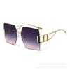 2025 nuevas gafas metálicas sin montura transfronterizas europeas y americanas para mujer, elegantes gafas de sol de caja, gafas huecas, gafas de sol