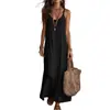 Vestido de tirantes V-neck para mujer, color liso, estilo bohemio vacacional, europeo y americano, Amazon, 2026