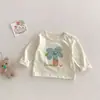 Camiseta bordada para niños, nuevo estilo primavera/otoño, top de manga larga a la moda, camiseta interior estilo coreano para niños, atuendo de primavera para niñas pequeñas
