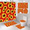 Venta Caliente Transfronteriza Cortina de Ducha de Baño Impermeable y a Prueba de Humedad con Girasol Alfombrilla de Baño Antideslizante de Cuatro Piezas Alfombrilla Absorbente para Pies