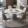 Mesa de Jantar Super Pedra de Cristal Luxo Pedra Moderna Simples Combinação de Mesa e Cadeiras para Casa Mesa Redonda Apartamento Pequeno Mesa Redonda de Micro Pedra de Cristal