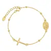 Pulsera con Colgante de Cruz Redonda Chapada en Cobre de Moda Transfronteriza Europea y Americana para Mujer, Personalidad de Nicho, Joyería de Moda Estilo Lujo Ligero