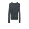 Design de rosa~Suéter de lã com gola redonda feminino malha fina ultrafino levemente transparente sexy slim-fit suéter pullover malharia