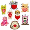Patches bordados de animais fofos em formato de coração para roupas com tema de Dia dos Namorados, decoração de bolsas e bordado de computador