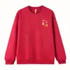 Nova Blusa de Moletom Vermelha com Gola Redonda para Homem Outono/Inverno 2026, Forrada com Lã, Blusa de Casal Ano do Zodíaco