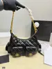 Bolsa de Hombro Cruzada de Cuero de Alta Gama para Mujer, Estilo Hobo con Cadena Gruesa, Múltiples Bolsillos, Bolso Hippie de Hombro Cruzado, Versión Alta