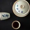 Cuenco Azul y Blanco Vintage Cuenco de Tres Talentos Manuscrito Loco Mismo Estilo que Celebridad de Internet Taza de Té de Cerámica Pintada a Mano Taza de Degustación de Té