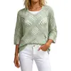 2026 Nova Blusa de Verão Confortável Amazon Feminina Gola Redonda Moda Vazada Tendência de Suéter Casual Europeu e Americano