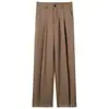 Pantalones casuales de pierna recta plisados para hombre, nuevo estilo de otoño, con bolsillos laterales, caída fluida, sin arrugas, pantalones de traje rectos holgados