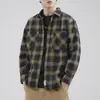 Camisa xadrez retro clássica americana para homens, manga longa, nova marca trendy casual britânica 2026 jaqueta camisa para primavera e outono para homens