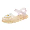 Sandálias Infantis 2026 Fofas para Exterior Sapatos de Princesa Sandálias para Daminhas de Honra 3-9 Anos Bebê Sapatos de Gelatina Tecidos Verão