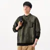 Ropa para Hombre Fengshe / Sudadera pesada de 360 g con cuello redondo y bolsillo en el pecho, diseño de doble cuello estilo americano, manga larga casual holgada para hombre