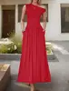 Vestido de Hombro Asimétrico de Bolsillo de Alta Gama Estilo Europeo y Americano Transfronterizo de Amazon para Mujer, Nuevo Modelo Verano 2026, Elegante Ajuste Delgado sin Mangas