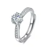 Anillo de Plata de Ley S925 para Mujer Anillo de Seis Garras Anillo de Diamante de Simulación Moissanita Anillo de Diamante de Personalidad Anillo de Boda Joyería
