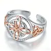 Anillo Celta Bicolor Transfronterizo Europeo y Americano Diseño de Nicho para Mujer Lujo Ligero Gama Alta Anillo de Bruja Regalo para Novia