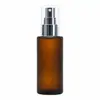Botella de vidrio beige de hombro plano, botella de spray vacía de 100 ml, botella de loción de agua de esencia, en stock para venta al por mayor, entrega rápida de muestras