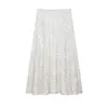 Comercio Exterior de Amazon Transfronterizo Conjunto de Ropa para Mujer Cuadros Top con Mangas Abullonadas y Falda Larga de Línea A con Cintura de Cordón