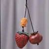 Novo Pingente de Caqui Estilo Chinês Colar Longo Étnico Retro Simples Corrente de Suéter Arte em Madeira Estilo Nacional Nicho