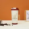 Termo Taza con Popote de Acero Inoxidable 316 con Revestimiento Interior de Cerámica, Taza de Regalo, Alto Valor Estético, Diseño de Lirio del Valle, Decoración del Hogar, Café Estilo Americano