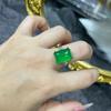 Anel Novo Chinês de Calcedônia Verde Gelo de Luxo Incrustado Banhado a Prata 925 Ágata Pó Anel Aberto Mulheres Fornecimento ao Vivo