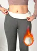 Leggings grossos e quentes para mulheres, forrados com fleece, de cintura alta, slim fit, para outono e inverno, transfronteiriços da Amazon