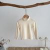 Camiseta de Primavera y Otoño para Hombre y Mujer para Niños Bebé Elegante Personalidad Infantil Marca de Moda Coreana Color Sólido Cuello Semi-Alto Camiseta Base de Terciopelo