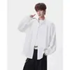 Chaqueta Camisa Plisada de Corte Holgado y Diseño Versátil, Camisa de Manga Larga Estilo Americano para Hombre con Remaches, Adecuada para Parejas, Primavera y Otoño