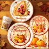Hoja de Arce de Otoño Fiesta de Acción de Gracias Vajilla Desechable Platos de Papel Vasos de Papel Servilletas de Papel Mantel Set de Decoración Suministros para Fiestas
