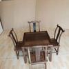 Silla Respaldo de Madera para Ala de Pollo Sombrero Oficial, Mesa y Sillas de Madera, Mesa y Sillas de Té para el Hogar Estilo Chino, Silla Redonda, Silla de Comedor Antigua con Diseño de Carácter "Fu"