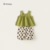 Roupas de Verão Youbao para Meninas Conjunto de Calça Lanterna para Bebê com Colete Estilo Coreano Conjunto de Duas Peças com Top Sem Mangas Infantil
