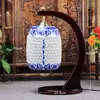 Lámpara de Cerámica Hueca Delgada Jingdezhen para Estudio, Dormitorio, Lámpara de Mesita de Noche, Protección Ocular, Decoración Creativa de Boda, Lámpara de Mesa Estilo Chino
