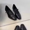 Versión de cuero~Zapatos de mujer retro francés modelo nuevo 2026 punta cuadrada tacón alto bajo tacón grueso zapato Mary Jane para el trabajo