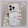 Adequado para Apple 17 Pro Max, cor gradiente de gaze de pena, glitter de borboleta grande em tela cheia, capa macia e rígida personalizada para iPhone