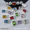Anel retangular de zircônia grande com furo passante multicolorido, nova caixa mágica de diamante, acessórios de contas para pulseira e colar DIY, liga metálica com furo reto