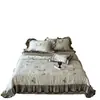 Edredón de Verano de Tencel de Phalaenopsis Coreano de Cuatro Piezas Edredón para Aire Acondicionado Encaje Hoja de Loto Seda Helada Sensación Fresca Ropa de Cama para Dormir Desnudo