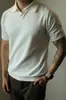 Camiseta Polo de Punto de Color Sólido con Cuello en V Estilo Retro Americano Solapa de Polo Manga Corta Camiseta para Hombre Verano Retro Casual Top para Hombre