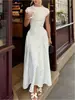 Vestido Redondo Elegante Europeu e Americano Retro Transfronteiriço Estampa de Bolinhas Estilo Ins Cintura Marcada Vestido Longo Vestido de Férias