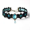 Gargantilla de encaje negro sexy estilo gótico transfronterizo para comercio exterior, collar estilo exótico europeo y americano para fiestas nocturnas y sesiones de fotos