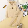 Conjunto de Chándal con Sudadera de Punto Cepillado Grueso Estilo Europeo y Americano para Niñas, Producto Nuevo Transfronterizo
