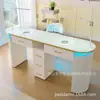 Mesa de Manicura Transfronteriza Individual y Doble de Pizarra con Carga Inalámbrica Aspiradora de Escritorio para Salones de Uñas