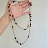 Nuevo Collar de Perlas Maillard Piedra Ojo de Tigre Lujo Accesible Versátil Gama Alta Exquisito Multicapa Cadena Sencilla para Suéter