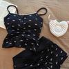 Fábrica de Origen Pijama con Tirantes de Lazo para Mujer Verano Dulce Estampado Puro de Lustre Encaje Conjunto de Ropa para el Hogar